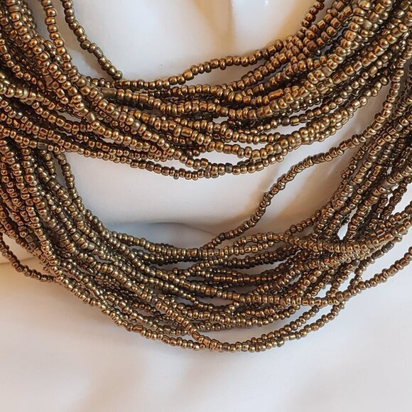 Handmade Multistrand Coppertone Beaded Necklace, 36 inches - Picture 3 of 7
